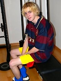 Sexy blonde soccer teen boy