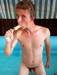 Sexy slim gay boy splash fun