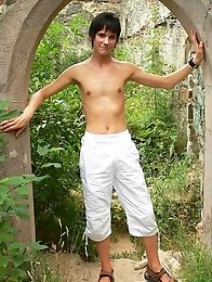 brunette Beautiful cute and tasty Teen Boy outdoors