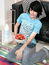 Brunette Emo Boy and Strawberries