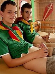 Two horny wanking and sucking scout boys