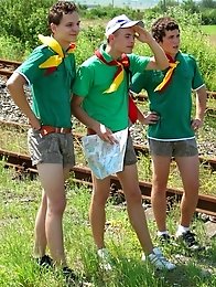 Threesome Boy Scouts outdoor fucking