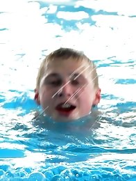 Lovely gay twink boy wet pool fun