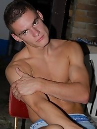 Hairless muscle boy pissing and masturbating outdoors