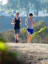 Evan Parker and Matthew Keading are out for a run on a beautiful sunny