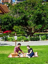 Liam Riley and Evan Parker are having an adorable afternoon enjoying a picnic