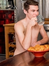 Justin Leroy fuck Gabriel Lambert wildly on the breakfast table.