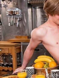Justin Leroy fuck Gabriel Lambert wildly on the breakfast table.